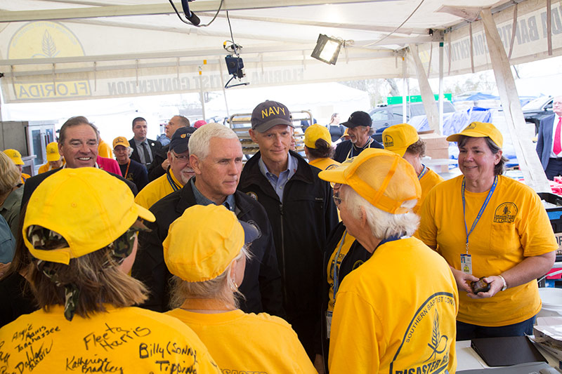 Pence visits Florida, encourages survivors and volunteers