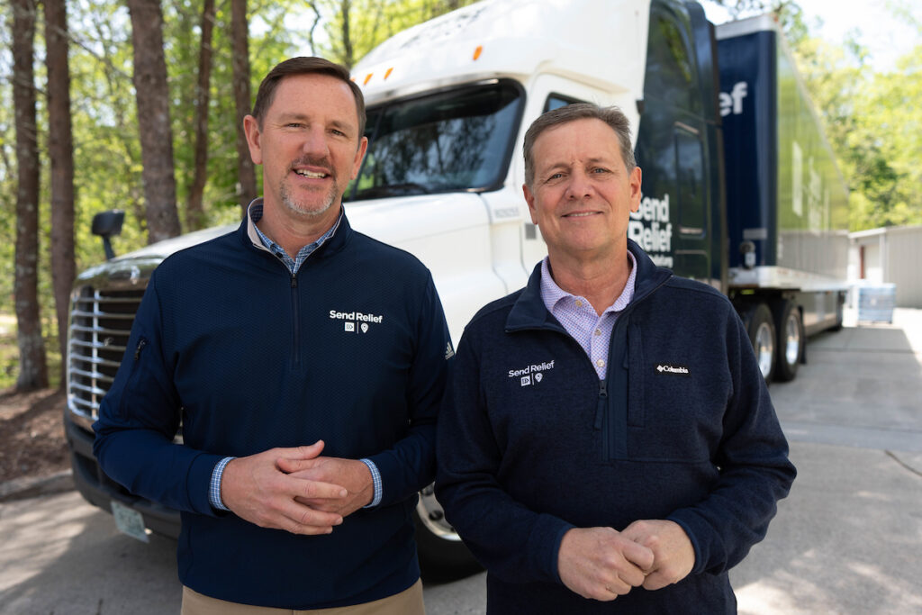 250423_SRTRUCK_BTS_RCW-35 Paul Chitwood, left, President of the International Mission Board and Kevin Ezell lead Send Relief